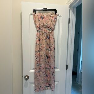 Charlotte Russe Strapless Floral Dress - Pink and Blue